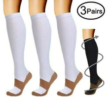 SALE! Fit Support Socks Unisex Easy-On & Off Knee High Copper Compression Socks