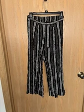 Sadie & Sage Wide Leg Stripe Black And White Stretch Size Small