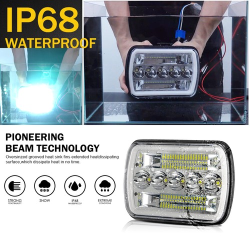 5x7" 7x6 LED Headlights Hi/Lo DRL Beam Fit for Jeep Wrangler Wagoneer J10 J20 - Bild 7 von 12