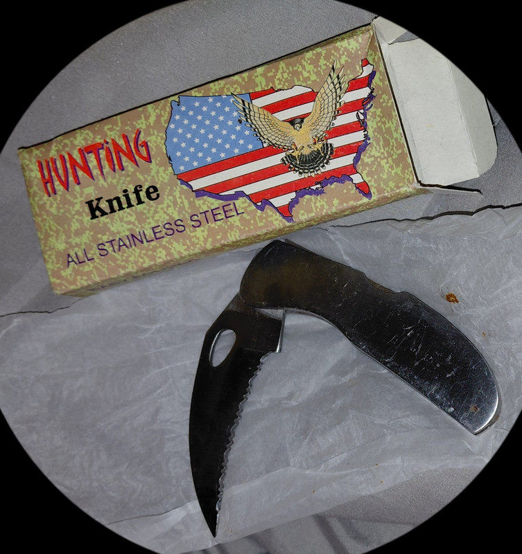 Stainless Steel Folding Hunting Knife 2in Partially Serrated Silver Belt Clip