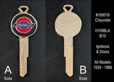 Vintage NOS Chevrolet Gold Plated Key Blank H1098LA B10 All Models 1935 - 1966