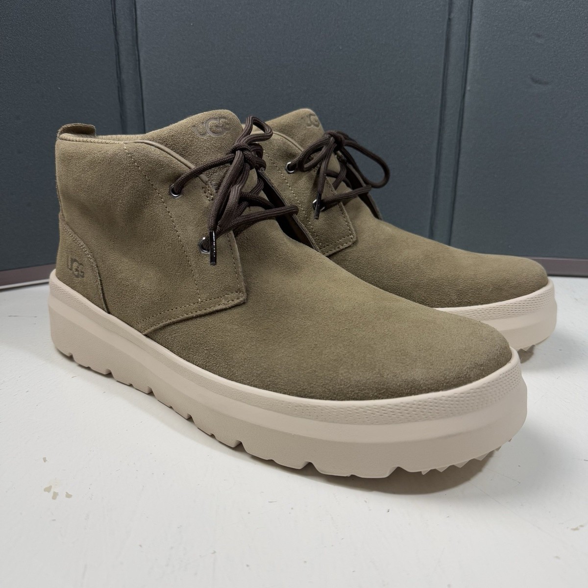 UGG Burleigh Chukka Antelope Suede Sheepskin Men Size 12 