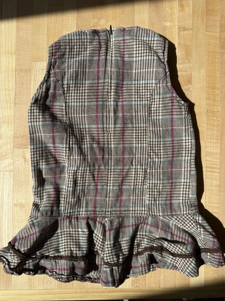Vestido infantil menina Izod 24 meses rosa/marrom xadrez Y2K babado Euc - Imagem 2 de 4