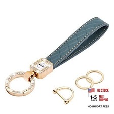Bling Leather Car Keychain, Universal Microfiber Leather 7 inches Blue-gray