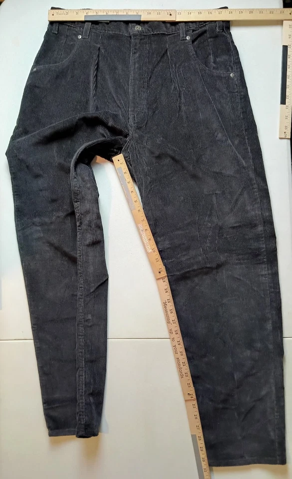 Pantalones de pana Arizona Jean Co. para hombre W38 L32 negro algodón poliéster hechos en EE. UU. Foto 3 de 4