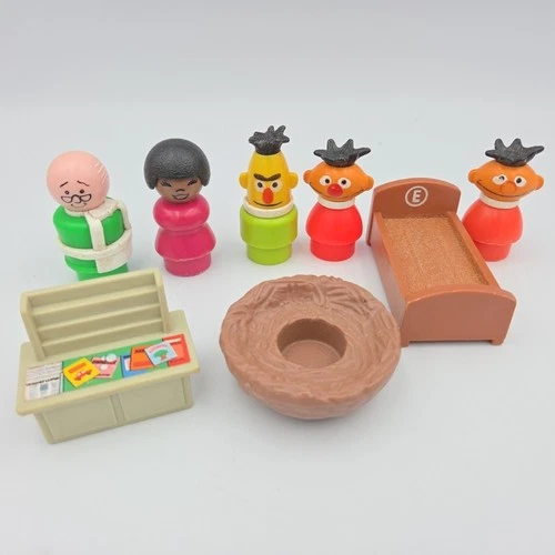 Mixed Lot of Vintage 1970s Sesame Street Fisher-Price Toys Little People Figures