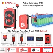 Daly BMS 4S 12V/8S 24V/16S 48V LiFePo4 BMS with Bluetooth & 5A Active Balancer