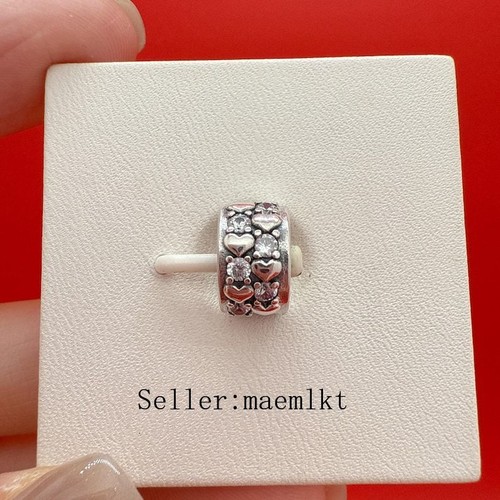 New 925 Sterling Silver Infinite Hearts Sparkling Clip Charm,Clip Charm