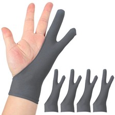 4pcs Artist Drawing Glove S Size Two Fingers Graphics Painting Glove Gray