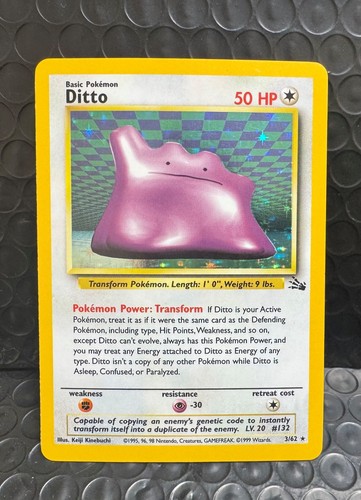 Ditto 3/62 Fossil Unlimited Holo Pokemon TCG