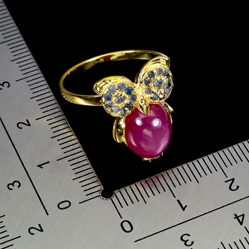 925 Sterling Silver Ring Oval Ruby 10x8mm Sapphire Gemstone Jewelry Size 8 - Picture 3 of 13