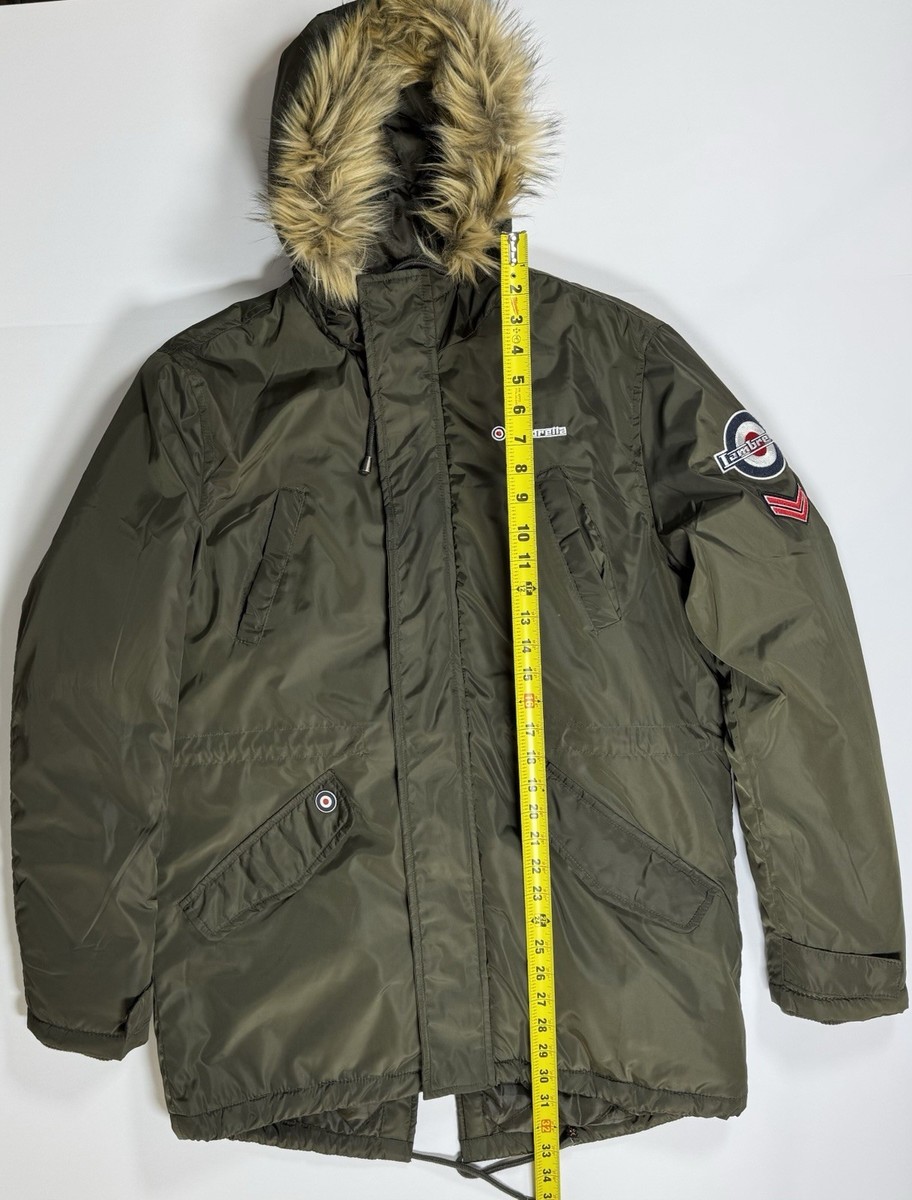 Vintage Style Lambretta Mod Parka Jacket Olive Fur Hood Target