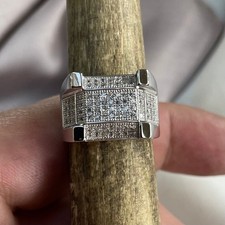 Men's Birthday Gift Natural Diamond Round Diamond Cluster Ring 14k White Gold