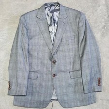 Ralph Lauren Grey with Glen Plaid Silk and Wool Blazer