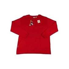 Looney Tunes Mens Henley Tee Large Red Embroidered Classic Wear Bugs Bunny VTG