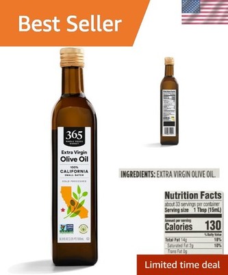 Small Batch California Extra Virgin Olive Oil 16.9 Fl Oz - Rich Flavor & Organic