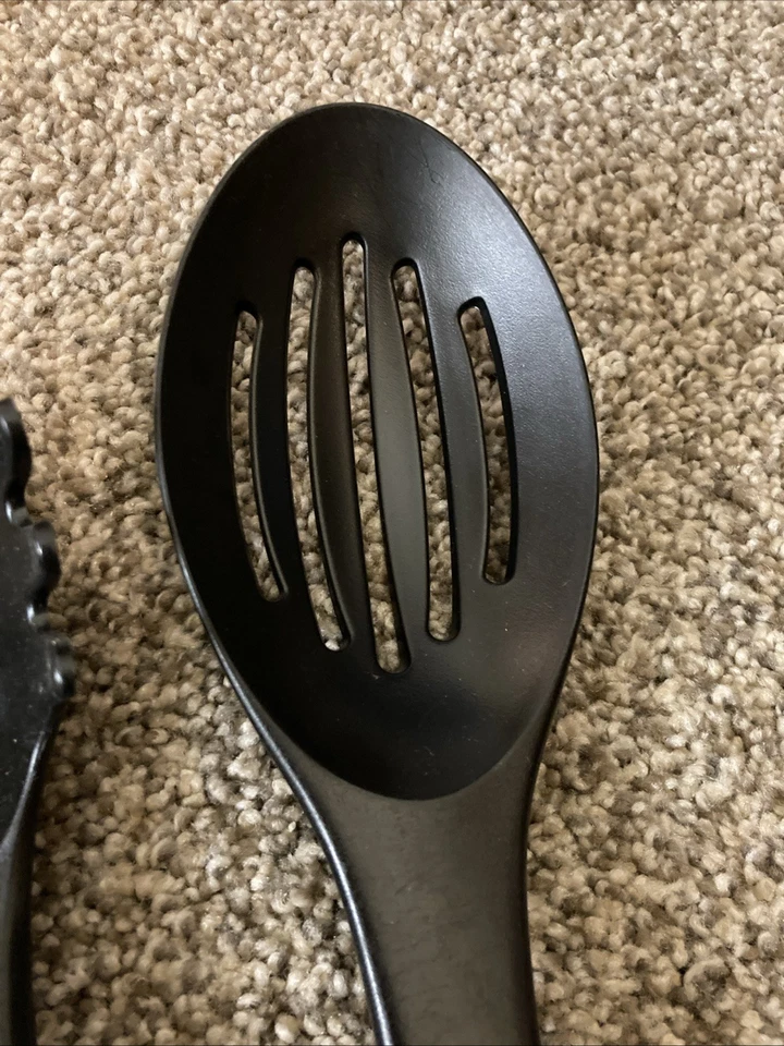 Calphalon Past Fork & Slotted Cooking Spoon Black Nylon Gray Silicone Lot - Image 4 of 4