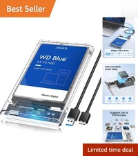 Tool-Free 2.5'' SATA III Hard Drive Enclosure - Clear Case for SSD HDD Storage