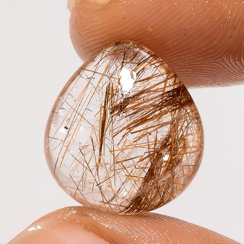 11.50 Cts Natural Heart Copper Rutile Quartz Cabochon pendant Making 16X15X6 mm - Picture 2 of 6