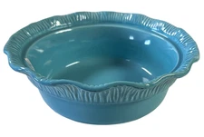 Mid Century 1956 Miramar California Pottery #600 Turquoise Scalloped Bowl 10"