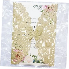 50 tarjetas de invitación de boda cortadas con 50PCS Blank Brillo de champán