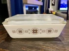 Vintage Pyrex Town & Country Refrigerator Dish #0503 w Lid Brown Atomic MCM 1950