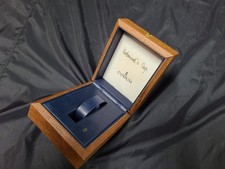 VINTAGE ORIGINAL CORUM Uhrenbox Etui Holz Leder Braun Blau 251130001yA