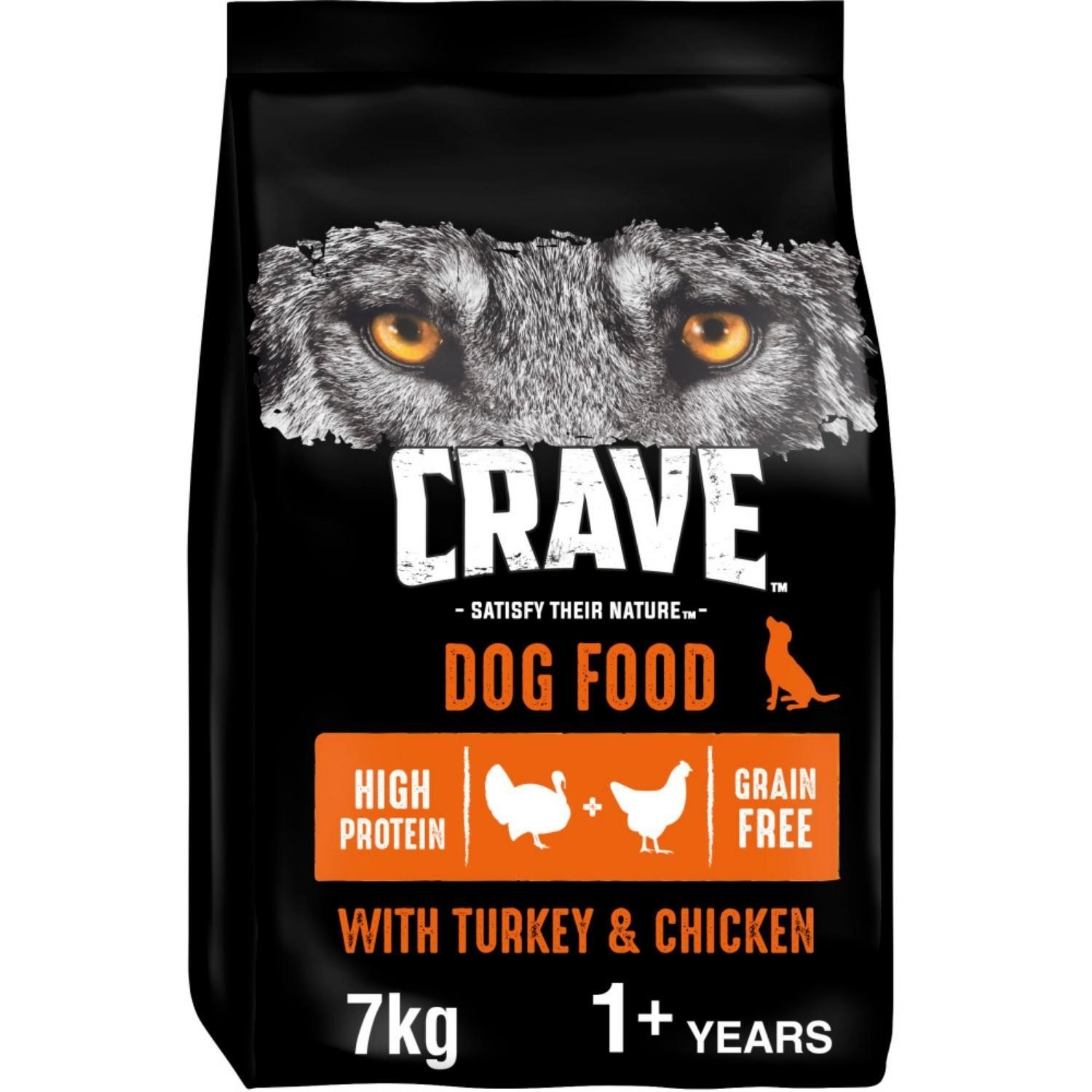 14kg Crave Natural Grain Free Adult Dry Dog Food Turkey & Chicken Dog Biscuits