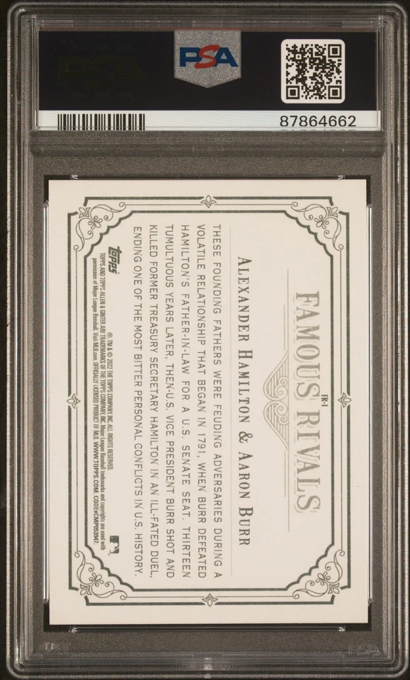 2022 Topps Allen & Ginter Famous Rivals ALEXANDER HAMILTON Burr PSA 10 - Image 2 of 2