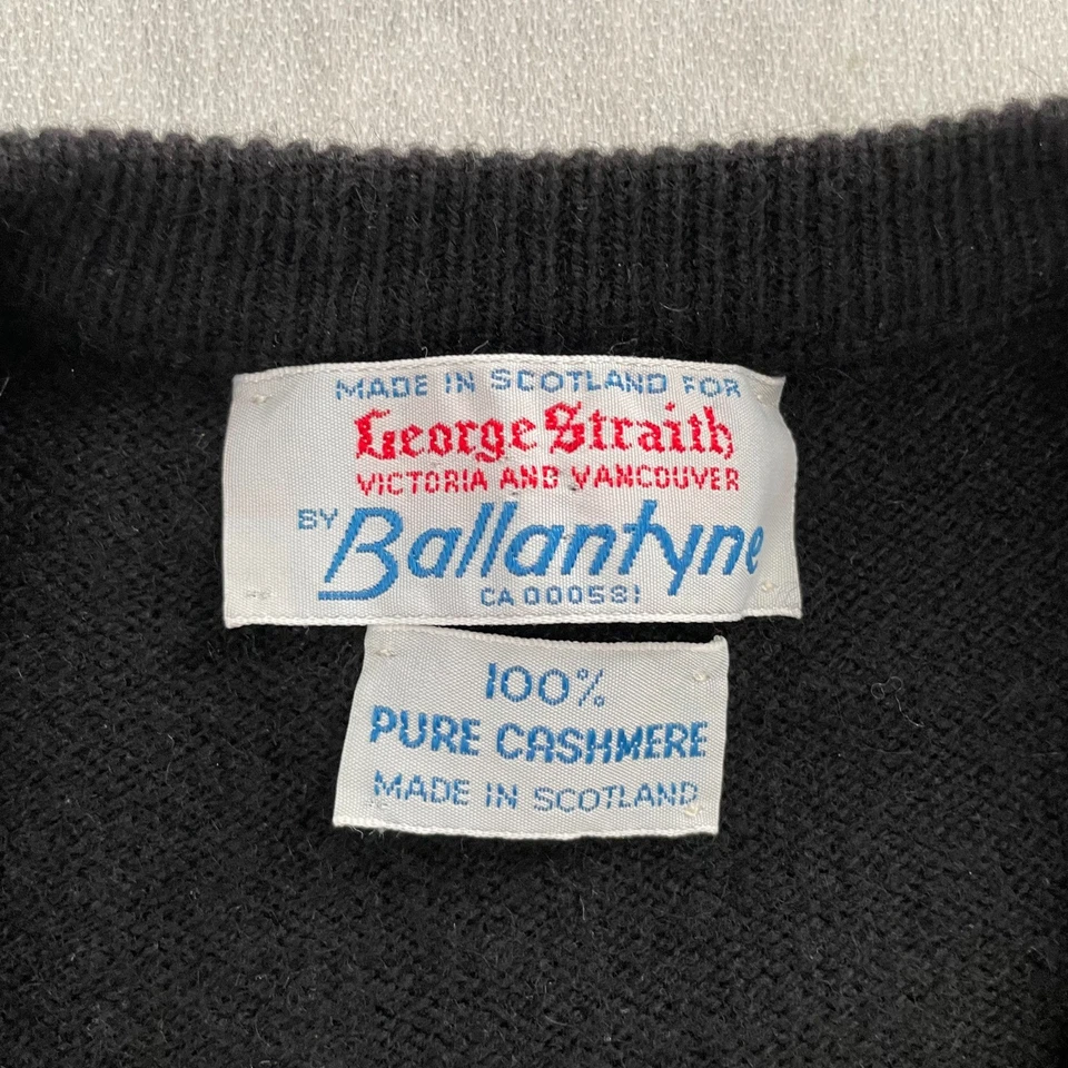Suéter Ballantyne Adulto 48 Negro 100% Cachemira Cuello en V Hecho en Escocia Para Hombres Foto 4 de 4