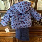 Carter's Baby Floral Puffer Snowsuit 12M Blue Pink Hooded Water Resistant — photo 4