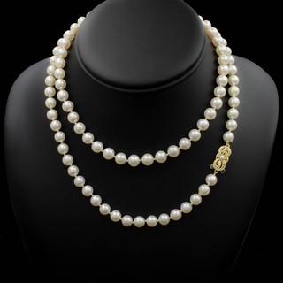 Mikimoto 18K Gold Knotted Cultured Japanese Akoya Pearl Necklace #J294462 1
