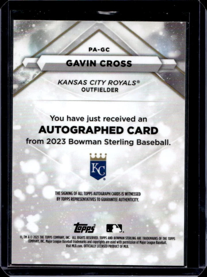 2023 Bowman Sterling Gavin Cross Prospect Auto #PA-GC Royals - Image 2 of 2