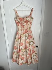 House Of Cb Floral Midi Dress Rosalee Pink Peony Print Sundress Size S Big Cup