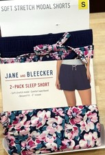 Women  s Size S Sleep Shorts 2-Pack Soft Stretch Navy Floral Jane  Bleecker NEW