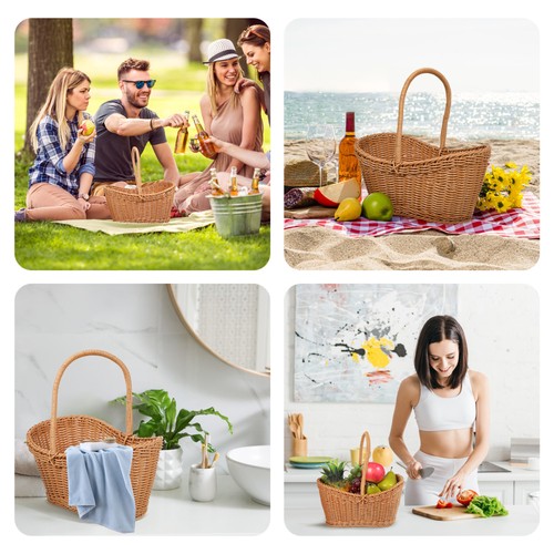 2 Pieces Woven Gift Basket Baby Fruit Picking with Handle Snacks Organizer - Picture 2 of 12