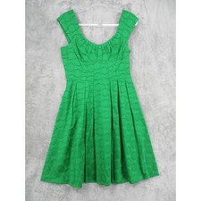 Calvin Klein Dress Womens 6 Kelly Green Pleated Babydoll Party Wedding Lined Zip