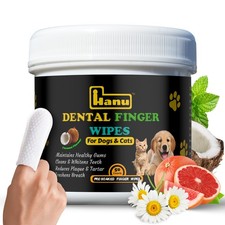 Hanu Dental Finger Wipes for Dogs  Cats - Teeth Cleaning Wipes