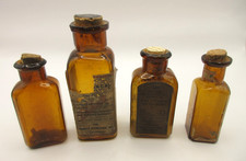 Lot of 4 Antique 1910s Bottles Sharp & Dohme Tablets Abbott Alkaloidal Chicago