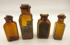 Lot of 4 Antique 1910s Bottles Sharp & Dohme Tablets Abbott Alkaloidal Chicago