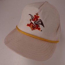 Anheuser Busch Vintage White Baseball Cap Men's One Size Fits All Made in USA