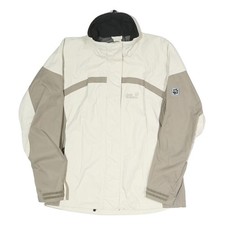 JACK WOLFSKIN Veste Outdoor Beige Crème Zippée Polyester Mélangé UK 12 Femme