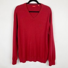 IZOD Men's Red V-Neck Long Sleeve Cotton Sweater Size L