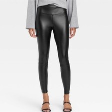 Wild Fable New Black Faux Leather Pleather High Waisted Leggings Pants L NWT