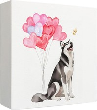 Husky Gifts for Husky Lovers Wooden Box Sign, Husky Dog Mom Husky Pink Hearts