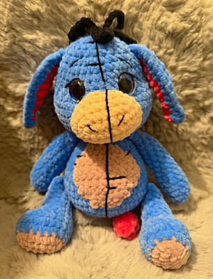 Amigurumi süßer Esel  I Aah   aus Chenille Wolle  Geschenk, Unikat, Handmade,  