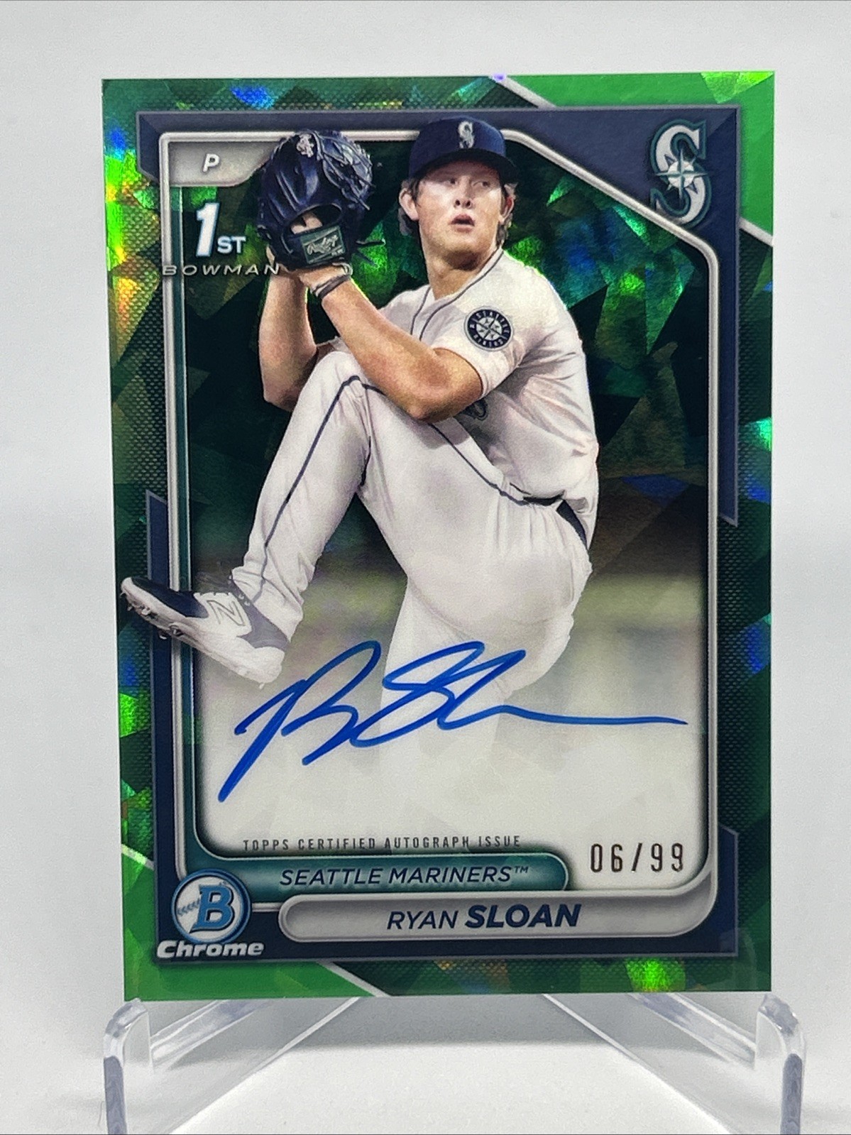 2024 Bowman Chrome 1st Sapphire Ryan Sloan /99 Auto Green