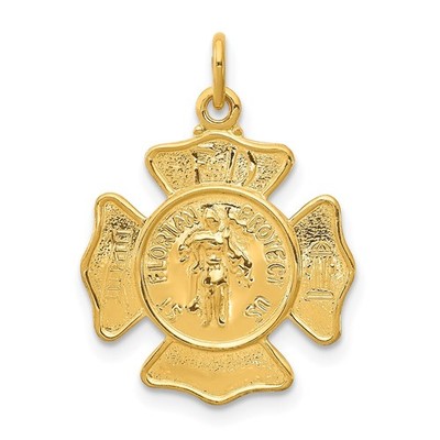 24k Gold-plated Sterling Silver Saint Florian Fireman's Badge Medal 1.23 g