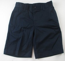 LANDS END Navy School Uniform Plain Front Blended Chino Shorts Boys 8 NEW