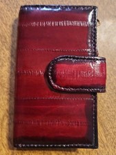 Genuine Eel Skin 6-Ring Key N Change Snap Bi Fold Zipper W 2 Slip Pockets